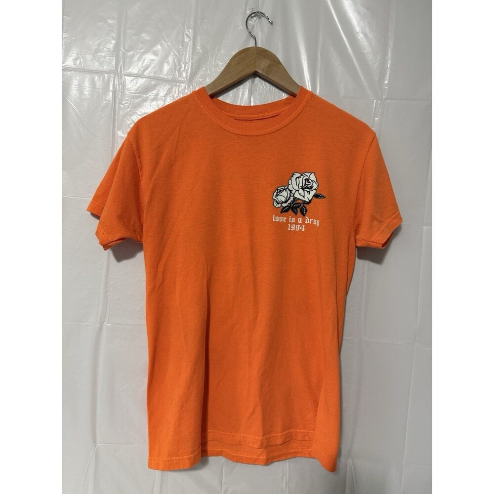 PacSun Love Is A Drug 1994 T Shirt Orange Rose Japanese Graphic Streetwear